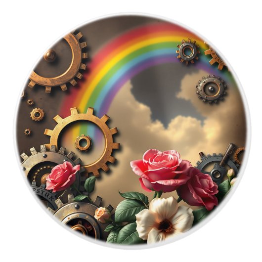 Steampunk Rainbow, Roses and Metal Gears セラミックノブ (正面)