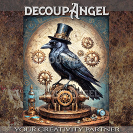 Steampunk Raven Decoupage 薄葉紙
