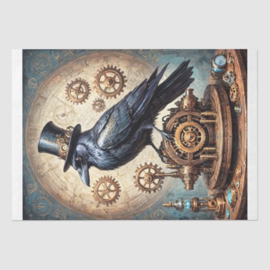 Steampunk Raven Decoupage 薄葉紙 (正面)