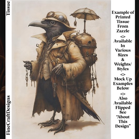 Steampunk Raven Explorer Adventurer EG7L Decoupage 薄葉紙