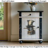 Steampunk Raven In Top Hat & Collar BQ5 Decopage 薄葉紙