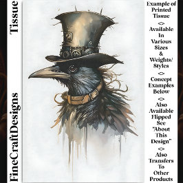 Steampunk Raven In Top Hat & Collar BQ5 Decopage 薄葉紙