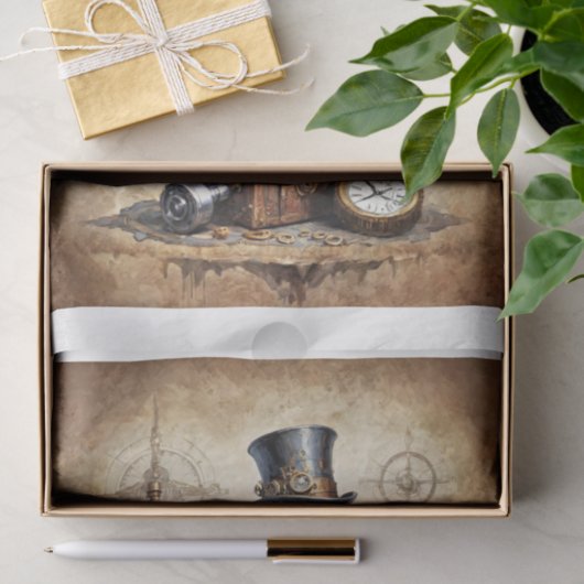 Steampunk Raven with top hat and watches 薄葉紙 (ギフト)