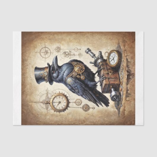 Steampunk Raven with top hat and watches 薄葉紙 (正面)