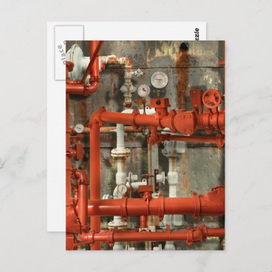 Steampunk - Red pipe headache ポストカード (正面/裏面)