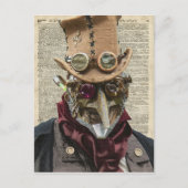 Steampunk Robot Collage Over Old Dicionary Page ポストカード (正面)