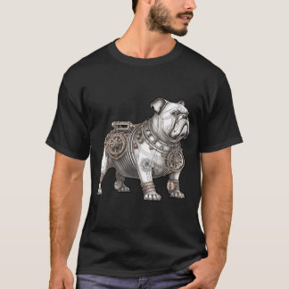 Steampunk, robot pug illustration tシャツ