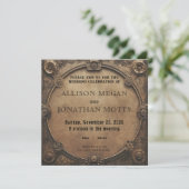 Steampunk Rustic Industrial Wedding Invitation 招待状 (スタンド正面)