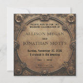 Steampunk Rustic Industrial Wedding Invitation 招待状 (正面)