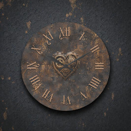 Steampunk Rustic Metal Wall Clock ラージ壁時計