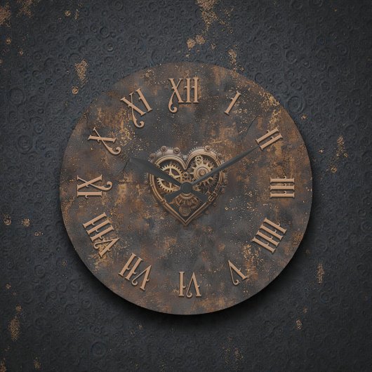 Steampunk Rustic Metal Wall Clock ラージ壁時計