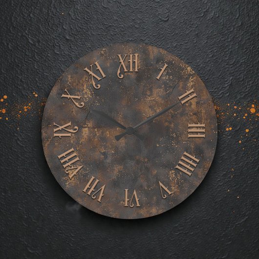 Steampunk Rustic Metal Wall Clock ラージ壁時計