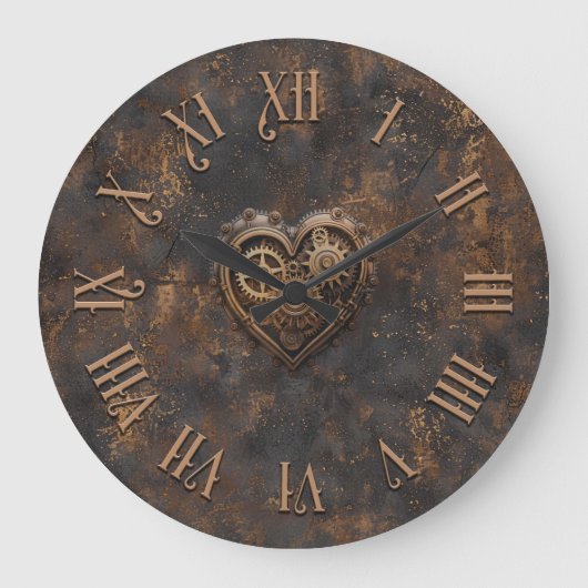 Steampunk Rustic Metal Wall Clock ラージ壁時計 (正面)