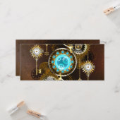 Steampunk Rusty Background with Turquoise Lenses カード (正面/裏面インサイチュ)
