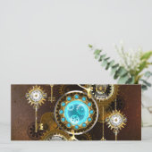 Steampunk Rusty Background with Turquoise Lenses カード (スタンド正面)