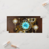 Steampunk Rusty Background with Turquoise Lenses カード (正面/裏面インサイチュ)