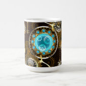 Steampunk Rusty Background with Turquoise Lenses コーヒーマグカップ (中央)