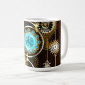 Steampunk Rusty Background with Turquoise Lenses コーヒーマグカップ (正面右)