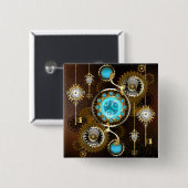 Steampunk Rusty Background with Turquoise Lenses 缶バッジ (正面&裏面)