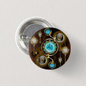 Steampunk Rusty Background with Turquoise Lenses 缶バッジ (正面&裏面)