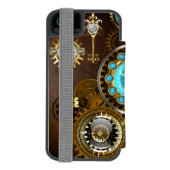 Steampunk Rusty Background with Turquoise Lenses Incipio iPhoneウォレットケース (フォリオ裏面)