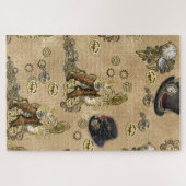 Steampunk Sculptures on Tan Leather Texture ジグソーパズル (横)