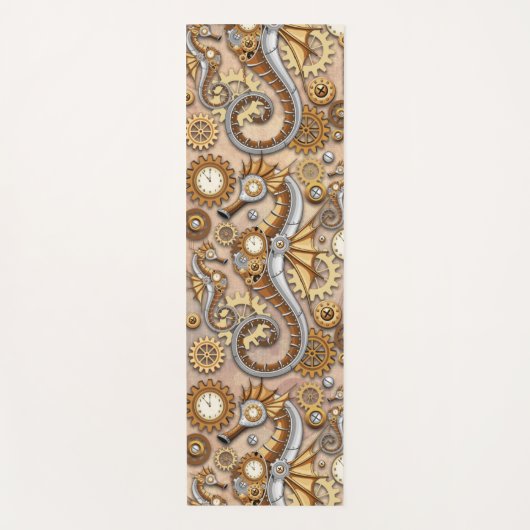 Steampunk Seahorse Vintage Surreal Art ヨガマット (正面)