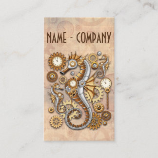 Steampunk Seahorse Vintage Surreal Art 名刺