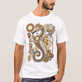 Steampunk Seahorse Vintage Surreal Art Tシャツ