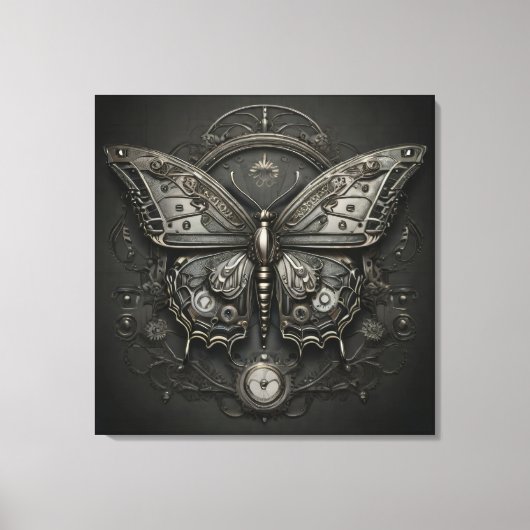 Steampunk Serenity - Butterfly Digital Art キャンバスプリント (正面)