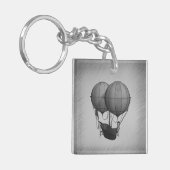 Steampunk Silver Hot Air Balloons with Ship キーホルダー (正面左)