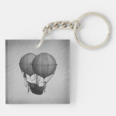 Steampunk Silver Hot Air Balloons with Ship キーホルダー (裏面)