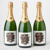 Steampunk Skull Engine スパークリングワインラベル (ボトル)