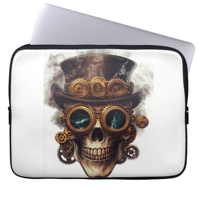 Steampunk Skull Engine ラップトップスリーブ (正面)