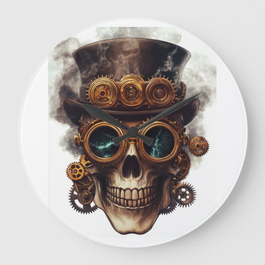 Steampunk Skull Engine ラージ壁時計 (正面)