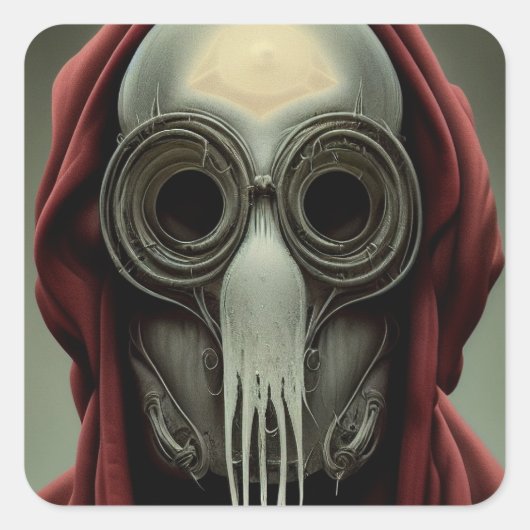 steampunk skull monster horror marine alien robot  スクエアシール (正面)