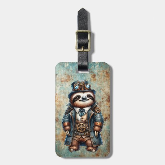 Steampunk Sloth Custom Luggage Tag ラゲッジタグ (正面縦)