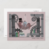 Steampunk Sloth Reading Postcards シーズンポストカード (正面/裏面)