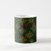 Steampunk Snowflake Red and Green Tartan コーヒーマグカップ (中央)