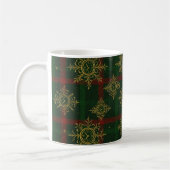 Steampunk Snowflake Red and Green Tartan コーヒーマグカップ (左)