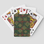 Steampunk Snowflake Red and Green Tartan トランプ (裏面)