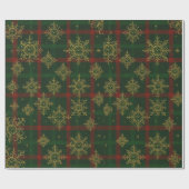 Steampunk Snowflake Red and Green Tartan ラッピングペーパー (フラット)