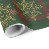 Steampunk Snowflake Red and Green Tartan ラッピングペーパー (ロールコーナー)