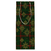Steampunk Snowflake Red and Green Tartan ワインギフトバッグ (裏面)