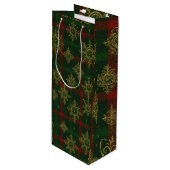 Steampunk Snowflake Red and Green Tartan ワインギフトバッグ (正面アングル)