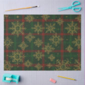 Steampunk Snowflake Red and Green Tartan 薄葉紙 (クラフト)