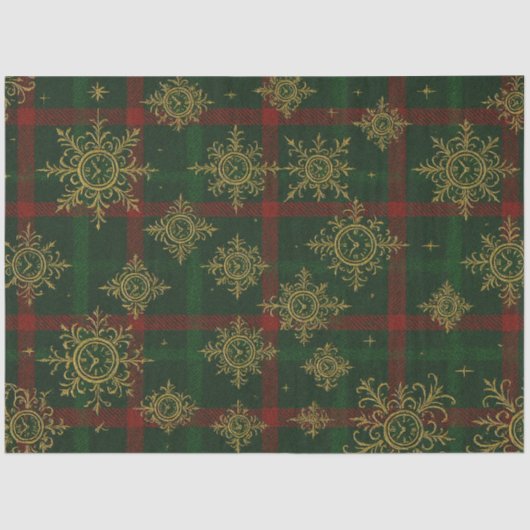 Steampunk Snowflake Red and Green Tartan 薄葉紙 (正面)