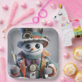  Steampunk Snowman, Christmas, Author Natasha Us   ペーパープレート (パーティー)