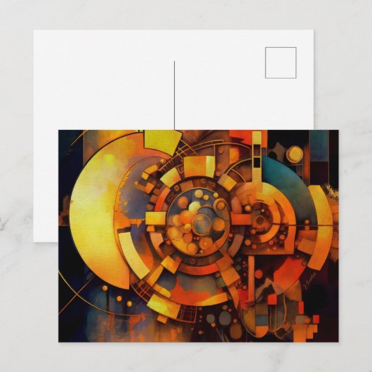 Steampunk Solar Mechanism Abstract ポストカード (正面/裏面)