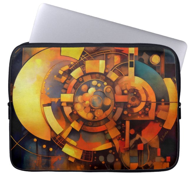 Steampunk Solar Mechanism Abstract ラップトップスリーブ (正面)